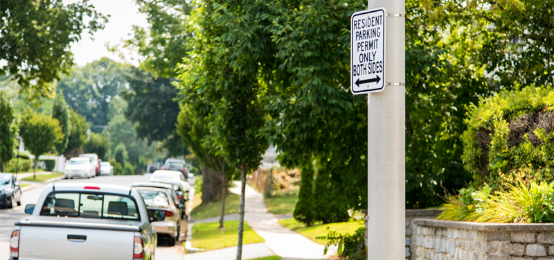 Parking Permit Sign in Residential Neighborhood