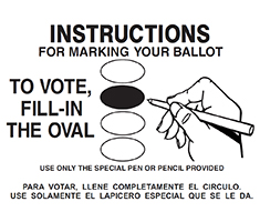 Instructions Found on Ballot Stating to Fill in Oval Completely