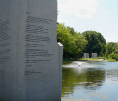 Place of Words Section of the Memorial Looking Across the Pond to the Place of Names