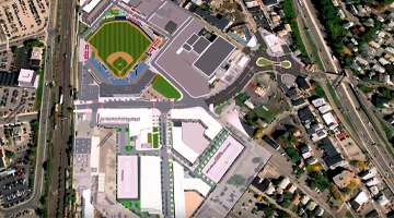 Rendering of Green Island & Canal District area after new ballpark
