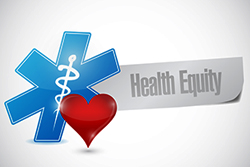Heart and Health Cross with Health Equity Text