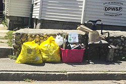 Pile of Houeshold Trash on Sidewalk in Violation of City Ordinance