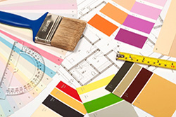 Night Life Home Design Paint Swatches, Brush and Floorplans