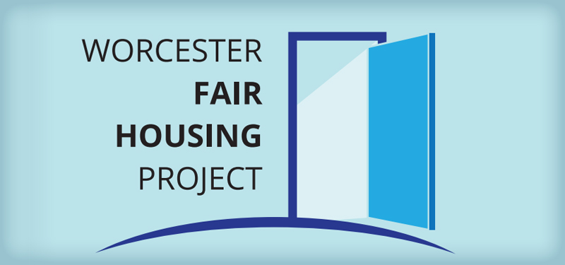 Worcester Fair Housing Project Logo in Blue with a Stylized Open Door