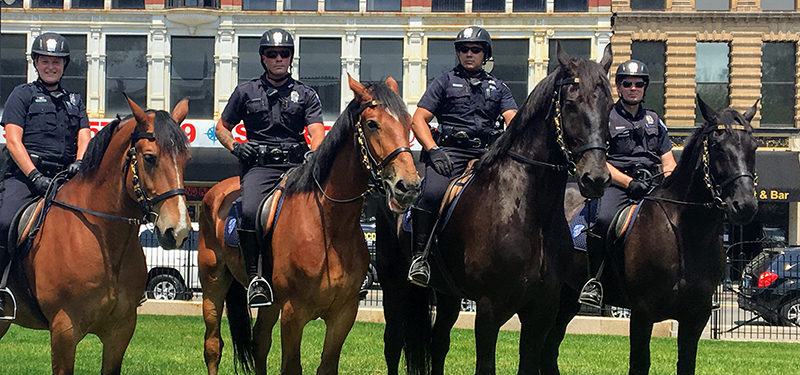 Four Worcester Police Officers Mounted on Horses