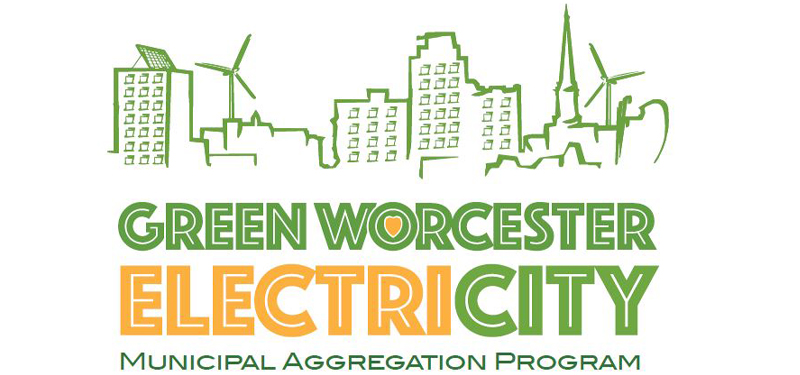 Green Worcester Electricity Logo in Green and Gold