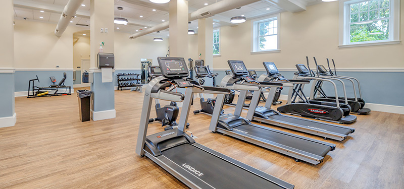 Fitness Center with Treadmills and Exercise Equipment