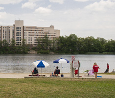 Beach and Swimming Area of Bell Pond from the Parking Area