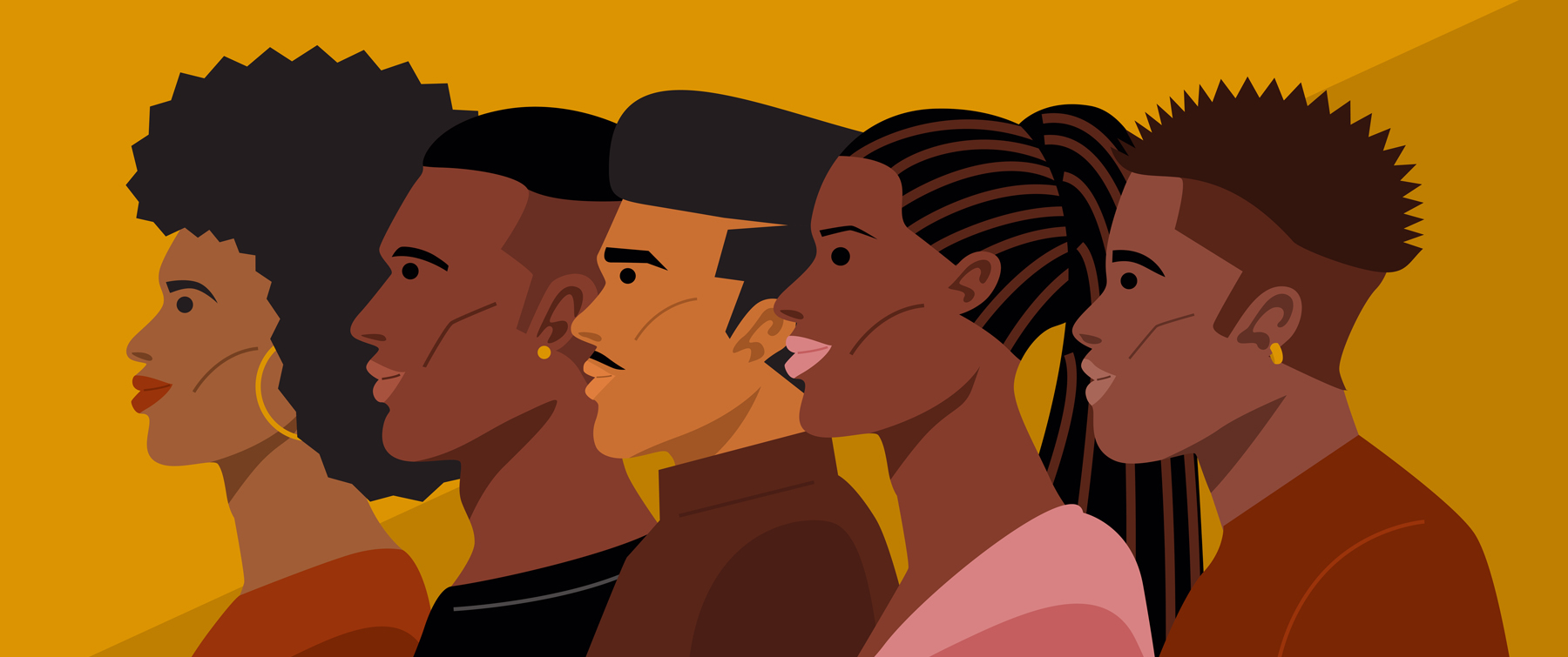 Silhouettes of Young African American People