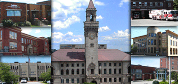 City Building Collage with City Hall in the Center