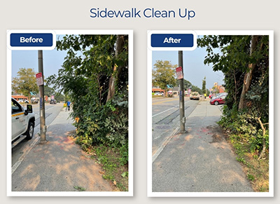 Before and After Pictures of Dirty and Clean Sidewalk