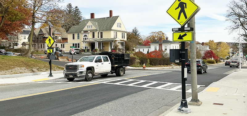 Highland Street across from Doherty High School with view of Germain St