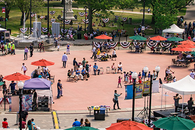 Crowd of People Gathering at the Oval for an Event