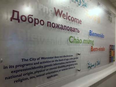 Welcome Sign with Different Languages in Different Colors