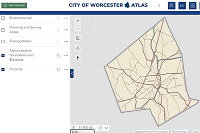 Screenshot of Worcester Atlas Interactive Map