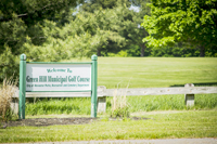 White and Green Welcome Sign at the Course's Main Entrance on Skyline Drive - Click to Enlarge
