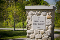 Stonework on Column at Main Entrance Saying Green Hill Golf Course 1929 - Click to Enlarge