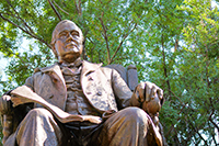 A Sculture of Senator Hoar Seated in His Senatorial Chair Near City Hall - Click to Enlarge