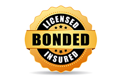 Gold and Black Seal Image Stating Licensed, Bonded and Insured