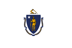 Massachusetts Flag, Blue Shield with Yellow Native American Man and a White Star