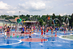 Group of Children Playing at the East Park Spray Park