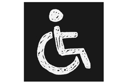 Black Wheelchair Disability Icon on White Background