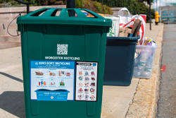 Worcester Recycling Bins along Curb on City Streett