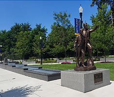 Bronze Statue and Grassy Area at Rockland Trust Plaza