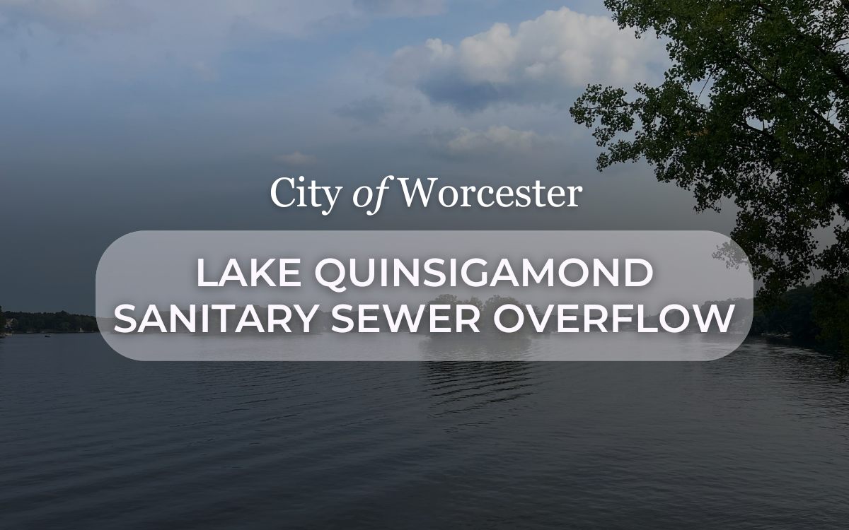 Graphic announcing Lake Quinsigamond Sanitary Sewer Overflow