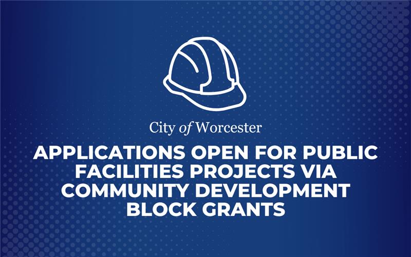 Graphic announcing applications open for CDBG public facilities projects