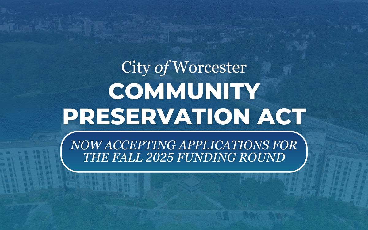 Graphic announcing Community Preservation Committee funding opportunity