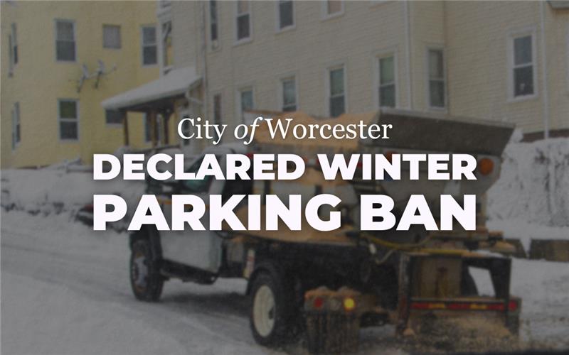 Graphic announcing a declared winter parking ban