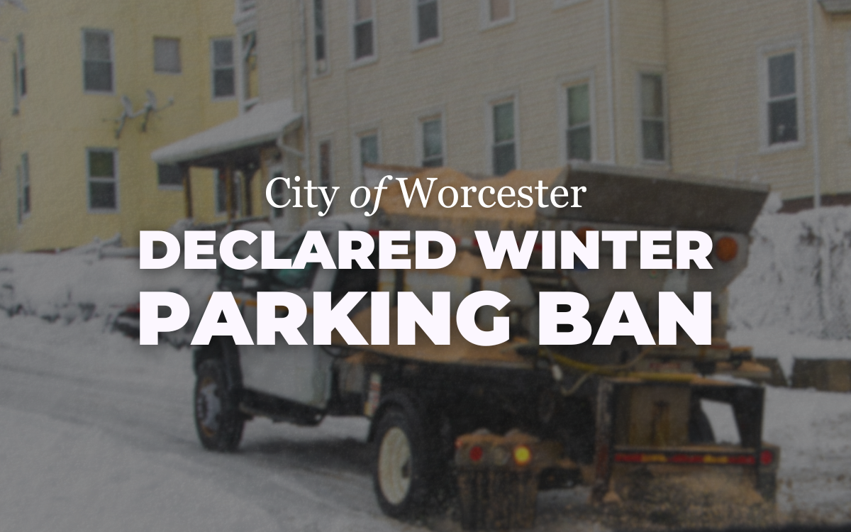 Graphic announcing a declared winter parking ban