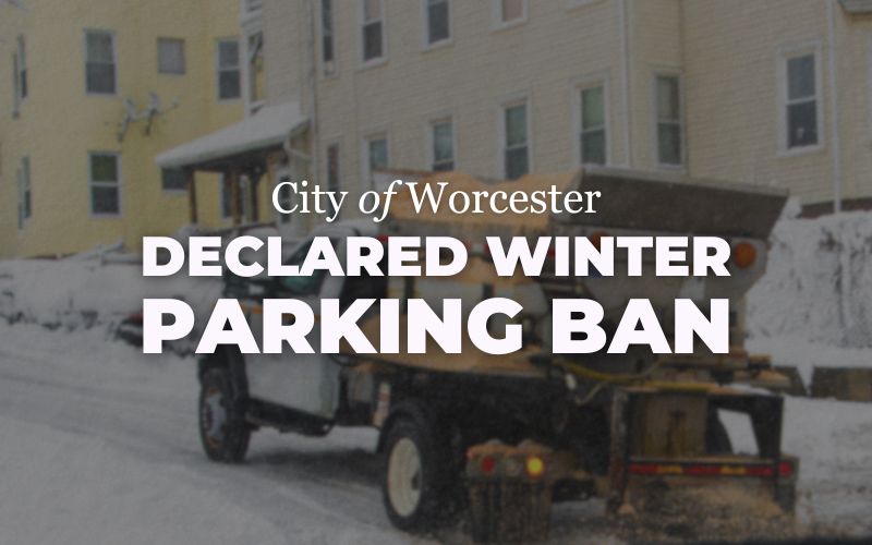 Graphic announcing a declared winter parking ban