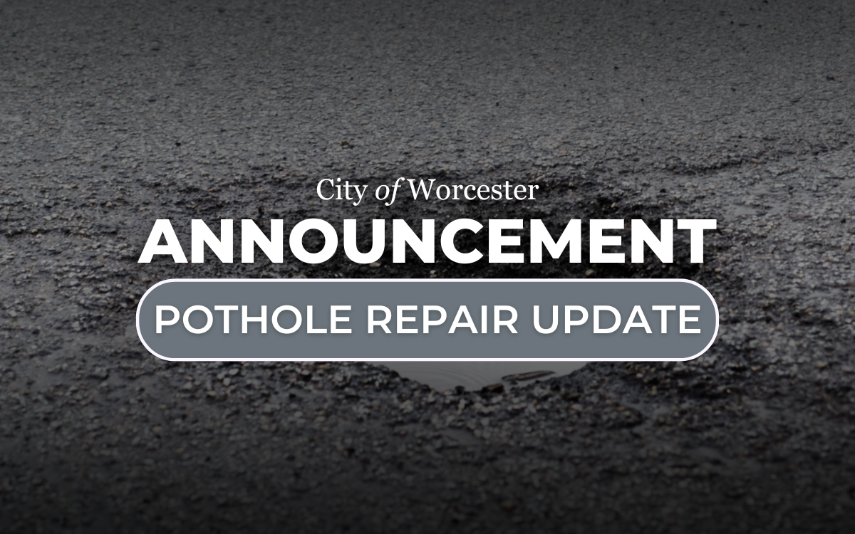 Photo of a pothole with text overlayed, "Pothole repair update"
