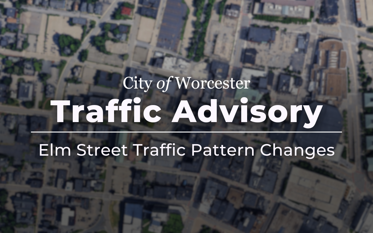 Traffic Advisory graphic with text that reads, "Elm Street Traffic Pattern Changes"