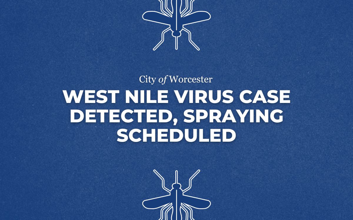 Graphic announcing the detection of West Nile Virus and a scheduled spraying 