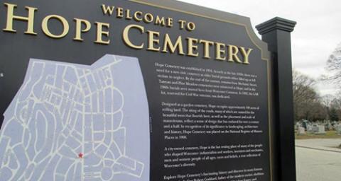 Black and Gold Hope Cemetery Sign 