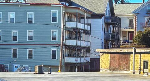 Group of Three-Decker Apartment Buildings in Neighborhood Setting