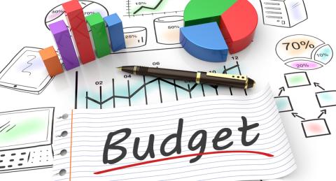 Drawings of Charts and Graphs with Pen on a Paper and the Word Budget