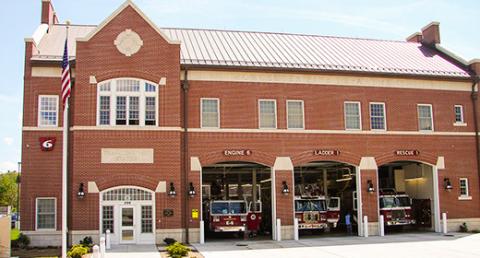 Franklin Street Fire Station with 3 Fire Engines
