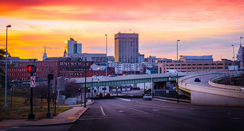 Worcester Street/Highway with Sunset in Background